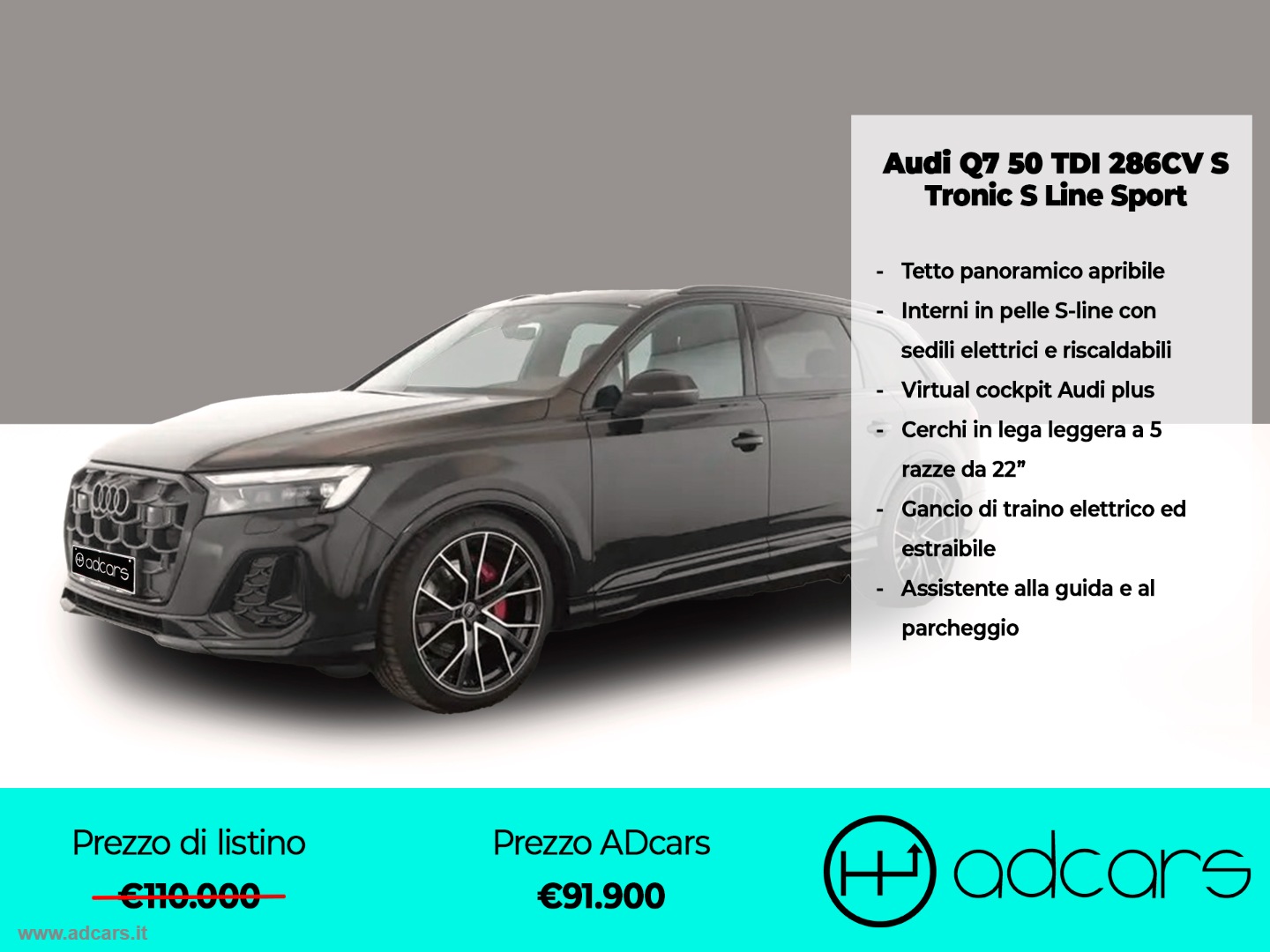 AUDI Q7 50 TDI quattro 286CV S Tronic S Line Sport TETTO PANORAMICO + INTERNO IN PELLE