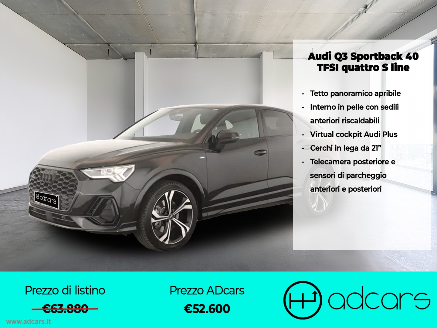 AUDI Q3 SPB 40 TFSI quattro S Line S tronic TETTO PANORAMICO + INTERNO IN PELLE