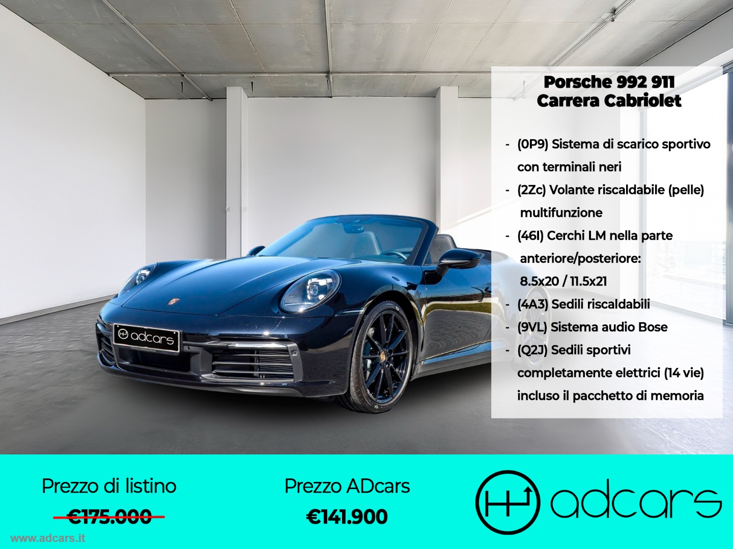 PORSCHE 911 Carrera Cabriolet BOSE + SEDILI/VOLANTE RISCALDABILI