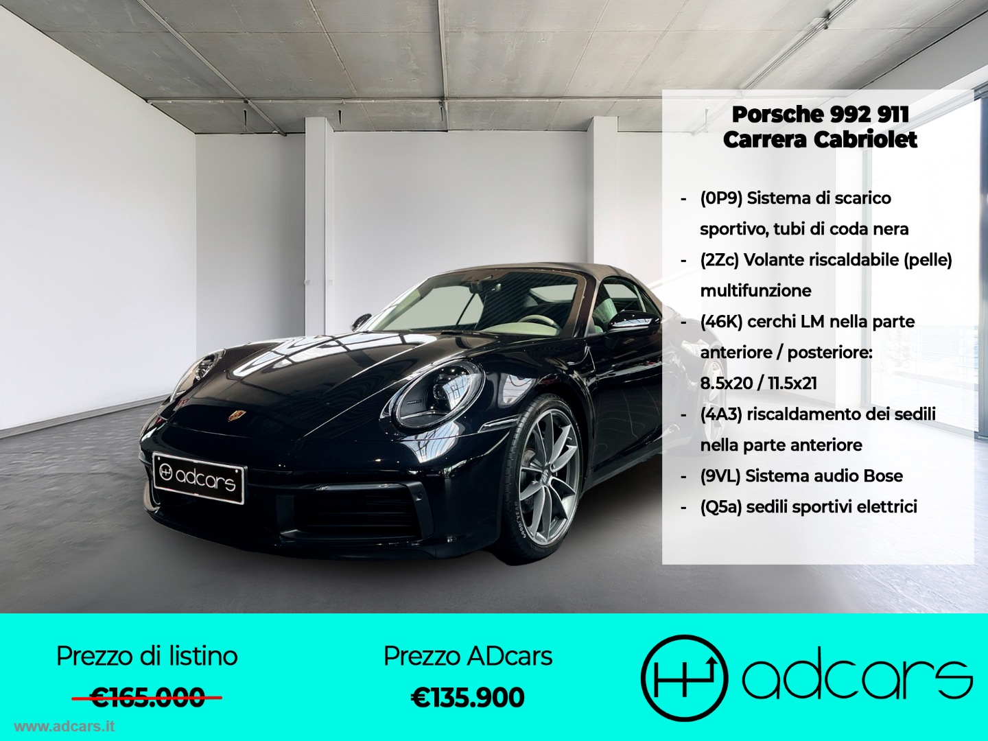 PORSCHE 911 Carrera Cabriolet BOSE + SEDILI/VOLANTE RISCALDABILI